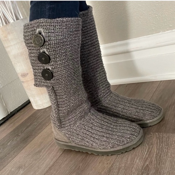 Ugg boots Cozy Gray Knit Button Boots - Picture 5 of 9